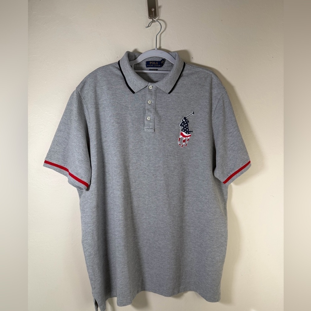 Polo by Ralph Lauren Gray Polo Shirt with Red Accents
